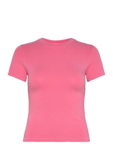 Flex Tee Tops T-shirts & Tops Short-sleeved Pink Organic Basics