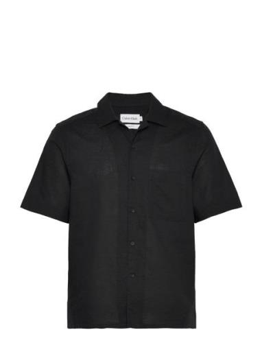 Linen Cotton Cuban S/S Shirt Tops Shirts Short-sleeved Black Calvin Kl...