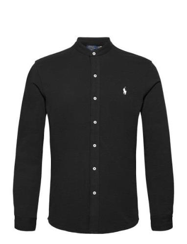 Featherweight Mesh-Ls Fb Mandarin C Tops Shirts Casual Black Polo Ralp...