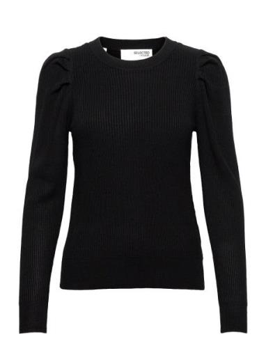 Slfisla Ls Knit O-Neck M Tops Knitwear Jumpers Black Selected Femme