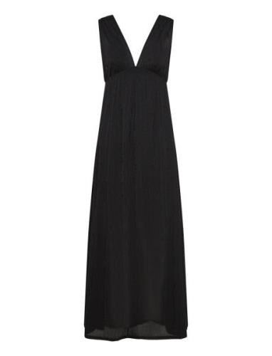 Deep V Maxi Dress Maksimekko Juhlamekko Black Gina Tricot