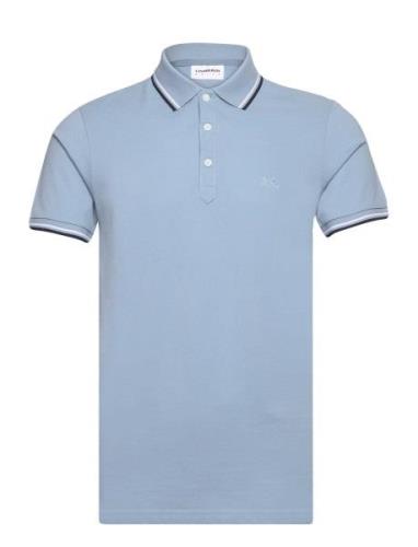 Polo Shirt W?. Contrast Piping Tops Polos Short-sleeved Blue Lindbergh