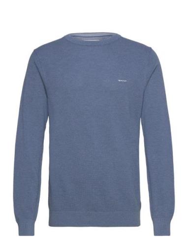 Cotton Pique C-Neck Tops Knitwear Round Necks Blue GANT