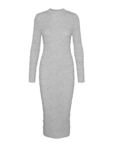 Vmlucky Ls Highneck Calf Dress Ga Boo Polvipituinen Mekko Grey Vero Mo...