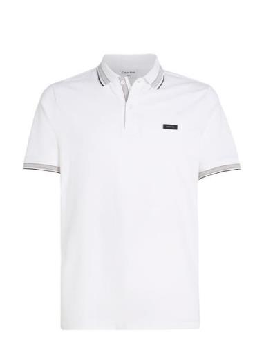 Stretch Pique Multi Tipping Polo Tops Polos Short-sleeved White Calvin...