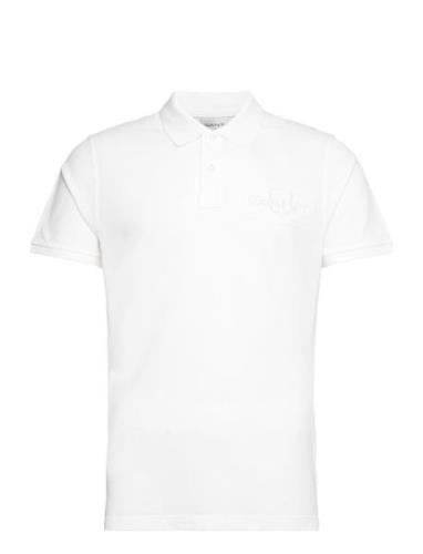 Reg Tonal Shield Ss Polo Tops Polos Short-sleeved White GANT