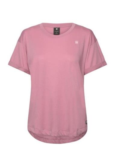 Rolled Up Sl Bf R T Wmn Tops T-shirts & Tops Short-sleeved Pink G-Star...