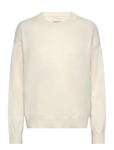 Superfine Lambswool C-Neck Tops Knitwear Jumpers Cream GANT