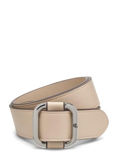 Slide-Buckle Leather Belt Vyö Beige Lauren Ralph Lauren