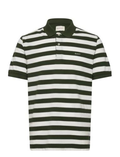 Stripe Ss Pique Polo Tops Polos Short-sleeved Green GANT