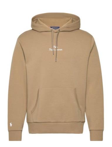 Logo Double-Knit Hoodie Tops Sweat-shirts & Hoodies Hoodies Khaki Gree...