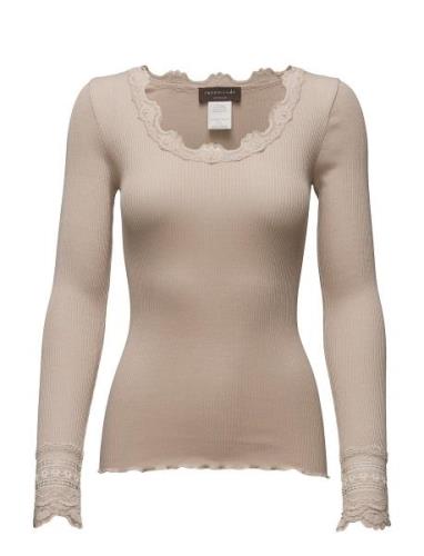 Rwbenita Ls O-Neck Lace Top Tops T-shirts & Tops Long-sleeved Beige Ro...