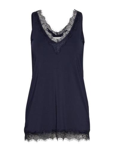 Rwbillie Sl Lace V-Neck Top Tops T-shirts & Tops Sleeveless Navy Rosem...