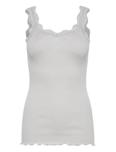 Organic Top W/ Lace Tops T-shirts & Tops Sleeveless Grey Rosemunde