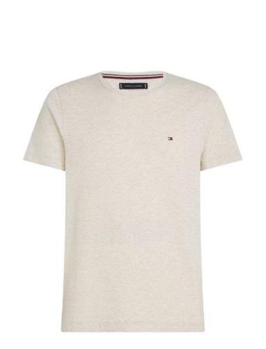 Stretch Slim Fit Tee Tops T-shirts Short-sleeved Beige Tommy Hilfiger