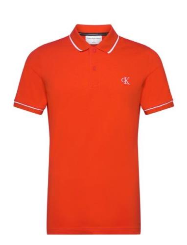 Tipping Slim Polo Tops Polos Short-sleeved Red Calvin Klein Jeans