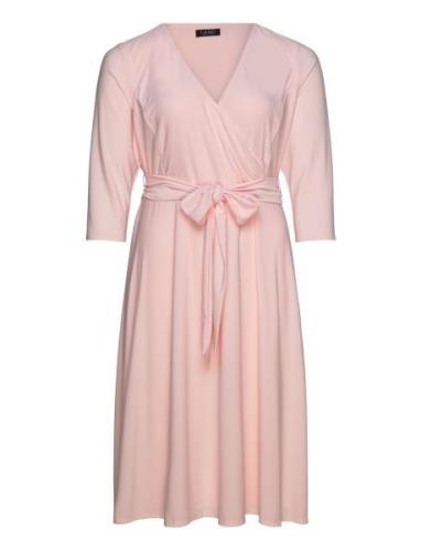 Surplice Jersey Dress Polvipituinen Mekko Pink Lauren Women