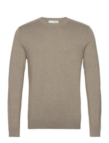 Slhberg Crew Neck Noos Tops Knitwear Round Necks Khaki Green Selected ...