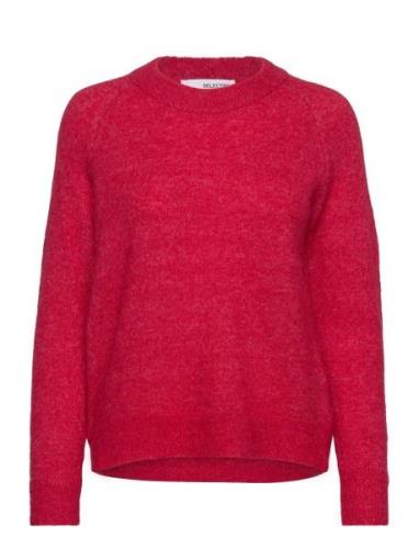 Slflulu Ls Knit O-Neck B Noos Tops Knitwear Jumpers Red Selected Femme