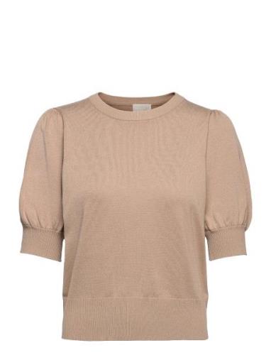 Liva Strik T-Shirt Tops Knitwear Jumpers Beige Minus