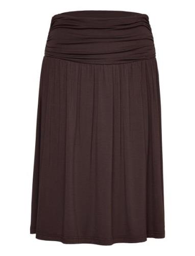 Skirt Polvipituinen Hame Brown Rosemunde