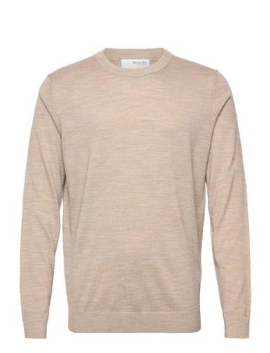 Slhtown Merino Coolmax Knit Crew Noos Tops Knitwear Round Necks Beige ...