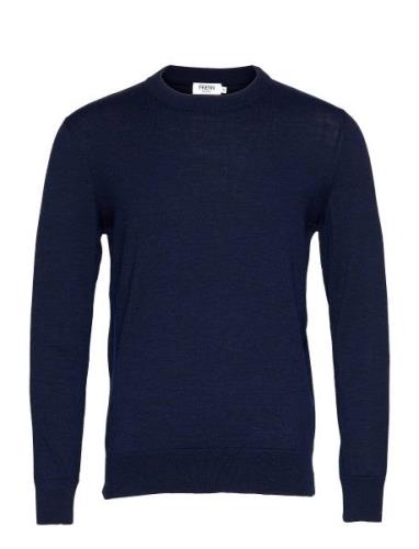 Daniel Merino Wool Pullover Tops Knitwear Round Necks Navy FRENN