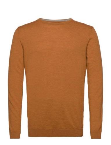 Merino Wool Crew Tops Knitwear Round Necks Beige Clean Cut Copenhagen