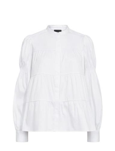 Lr-Isla Solid Tops Blouses Long-sleeved White Levete Room