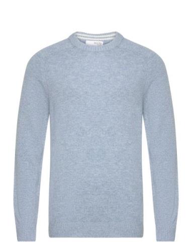 Slhnewcoban Lambs Wool Crew Neck W Noos Tops Knitwear Round Necks Blue...