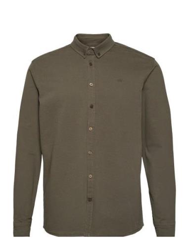 Johan Twill Shirt Tops Shirts Casual Khaki Green Kronstadt