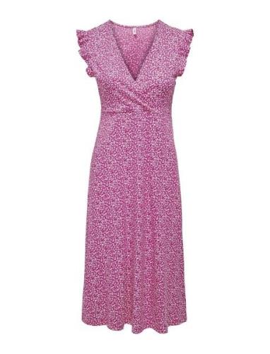 Onlmay S/L Wrap Midi Dress Box Jrs Polvipituinen Mekko Pink ONLY