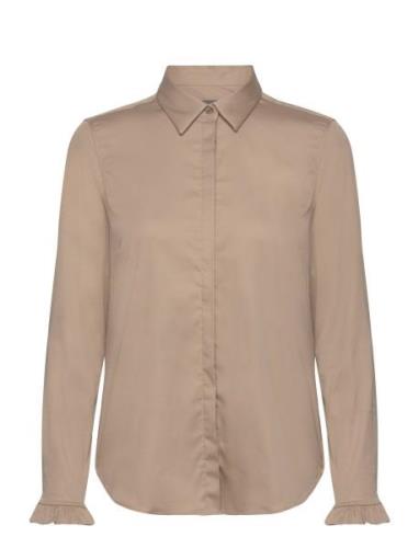 Mattie Flip Shirt Tops Shirts Long-sleeved Beige MOS MOSH