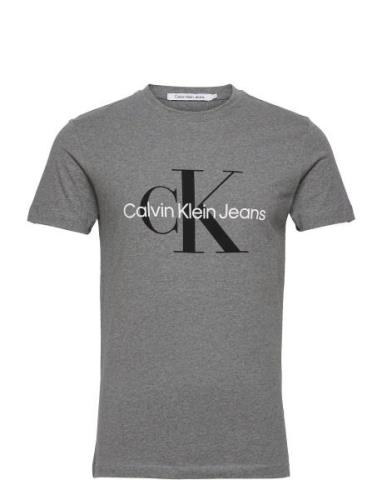 Core Monologo Slim Tee Tops T-shirts Short-sleeved Grey Calvin Klein J...