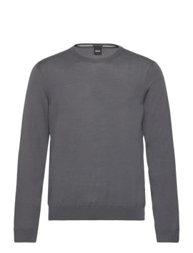 Leno-P Tops Knitwear Round Necks Grey BOSS