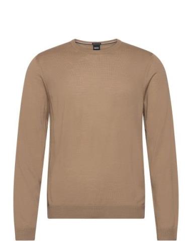 Leno-P Tops Knitwear Round Necks Beige BOSS