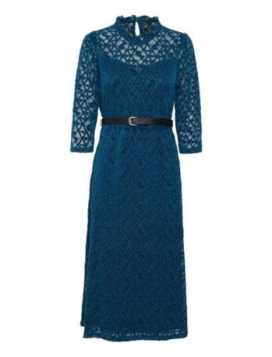 Crgila Lace Dress - Zally Fit Polvipituinen Mekko Navy Cream