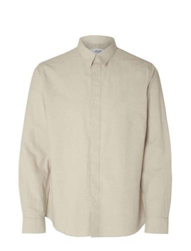 Slhregnew-Linen Shirt Ls Classic Tops Shirts Casual Beige Selected Hom...