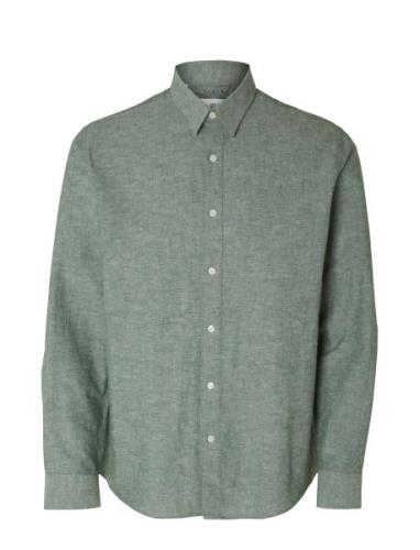 Slhregnew-Linen Shirt Ls Classic Tops Shirts Casual Green Selected Hom...