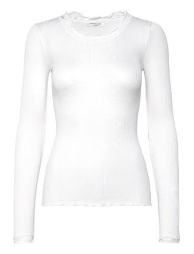 Silk T-Shirt W/ Lace Tops T-shirts & Tops Long-sleeved White Rosemunde