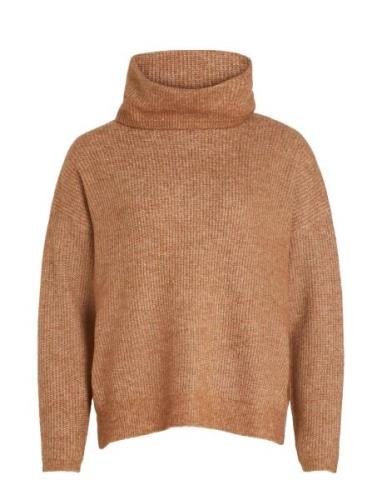 Vicilia Rollneck L/S Knit Top- Noos Tops Knitwear Turtleneck Brown Vil...