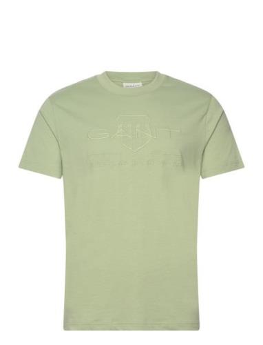 Reg Tonal Shield Ss T-Shirt Tops T-shirts Short-sleeved Green GANT