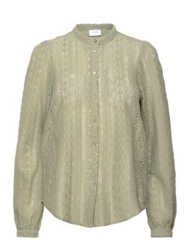 Vichikka Lace L/S Shirt- Noos Tops Blouses Long-sleeved Green Vila