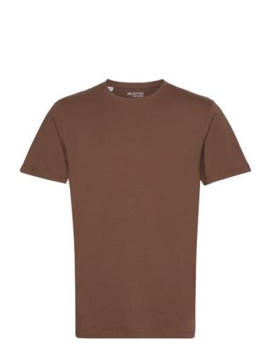 Slhaspen Ss O-Neck Tee W Tops T-shirts Short-sleeved Brown Selected Ho...