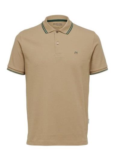 Slhdante Sport Ss Polo Noos Tops Polos Short-sleeved Beige Selected Ho...