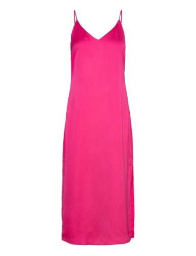 Viellette Singlet Satin Dress/Su - Noos Polvipituinen Mekko Pink Vila