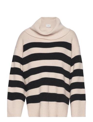 Kasia Stripe Jumper Tops Knitwear Turtleneck Cream IVY OAK