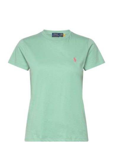 Cotton Jersey Crewneck Tee Tops T-shirts & Tops Short-sleeved Green Po...