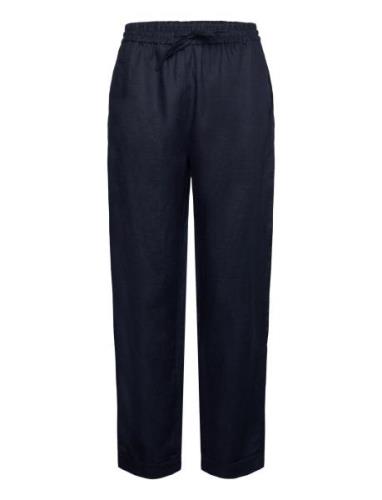 Linen Trousers Bottoms Trousers Straight Leg Navy Rosemunde