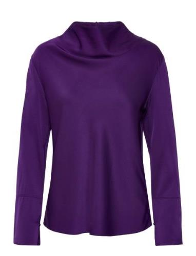 Ayumi Silk Blouse Tops Blouses Long-sleeved Purple Ahlvar Gallery